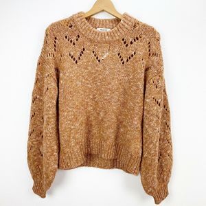 Madewell Orange Pointelle Bubble Sleeve Sweater